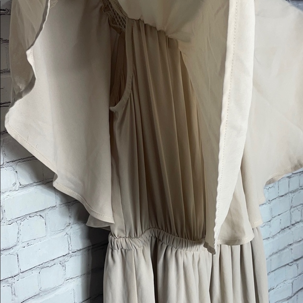 Show Me Your Mumu Hacienda Maxi Dress Beige Off Shoulder Bridesmaid Size Small - Picture 5 of 10